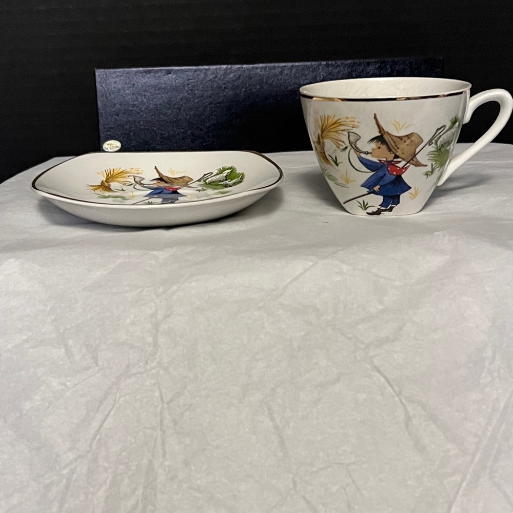 Midwinter England Staffordshire Boy in Blue Cup and Saucer Set